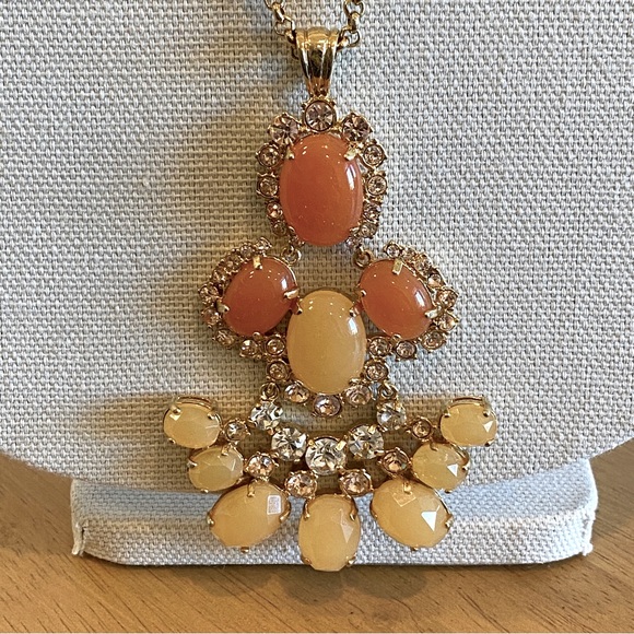J. Crew Orange Rhinestone Pendant Necklace - Picture 3 of 4
